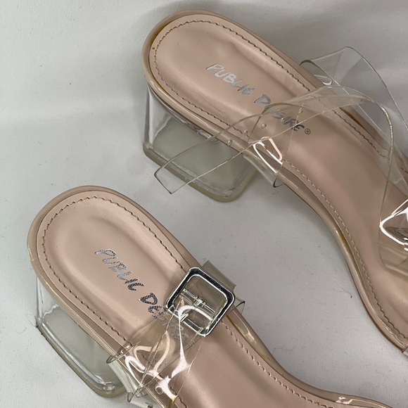 Clear Opened-Toe Block Heels - Picture 3 of 7